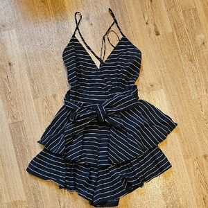 Striped Black and White @Balance Romper